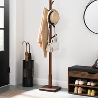 Coat Rack, Solid Wood Coat Stand, Free Standing Hall Coat Tree with 8 Hooks - Orange