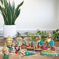Brass Buddha Figure - Thoughtful Pose, 6.5cm Decorative Accent - Gold