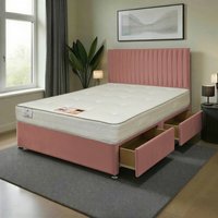 Emily Plush Bed Set With Mattress And 54" Headboard - Pink / King