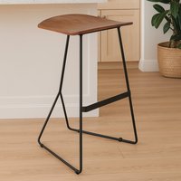 Nandri Acacia Wood with Black Frame Bar Stool - Brown