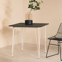 District White Metal And Elm Wood Square Dining Table - White