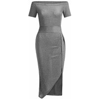 Off-The-Shoulder Evening Dress - Grey / UK 8