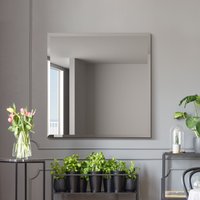 Moderni Glass Frameless Bevelled Square Wall Mirror - Black