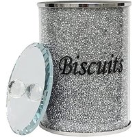 Crushed Crystal Diamond Silver Biscuit Jar - Silver