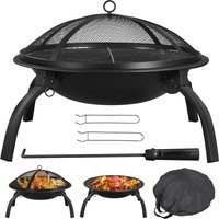 Foldable Iron Fire Pit for Outdoors - Black
