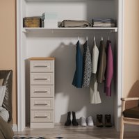 Kent Ready Assembled 5 Drawer Tallboy - Kashmir Ash & Modern Oak
