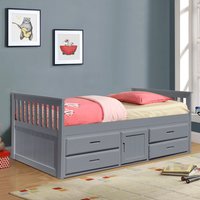3ft Captains Cabin Bed In Grey, White or Caramel with Drawers and Storage - Grey