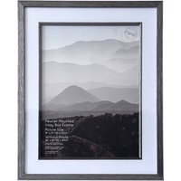 Mounted Inlay Box Photo Frame - Pewter / 16 x 12 inch