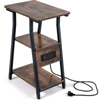 3 Tier Industrial Side Table with Storage