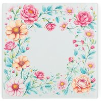 Pink Flower Border Glass Hot Pot Stand - Heat Resistant Non-Slip Trivet - Pink