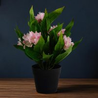 6x 18cm Artificial Freesia Plants in Assorted Colours Flowering - Light Pink Flowering Plant