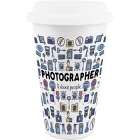 Novelty Photographer Ceramic Travel Mug - Reusable Drinks Cup Gift - White