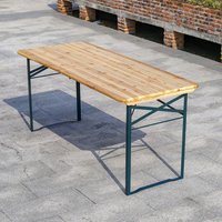 Outdoor Foldable Beer Trestle Fir Wood Table Bench Chair Garden Picnic Party - Light Brown / 17kg / 69in