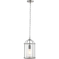 Lambeth 1 Light Ceiling Pendant Clear Glass, Satin Nickel, E27 - Clear Glass