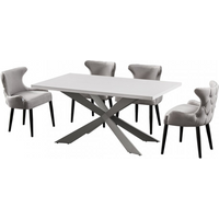Oxford Duke LUX Dining Set with a Table and 4 Chairs - Light Grey