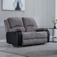 Postana High Back 2 Seater Sofa Fabric Recliner - Grey