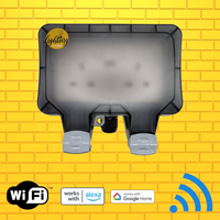 Smart WiFi Waterproof Outdoor Double UK Plug Socket With USB - Grey