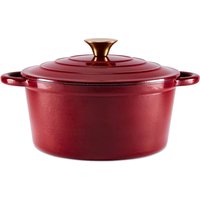 Round 24cm Casserole Cast Iron - Bordeaux Red