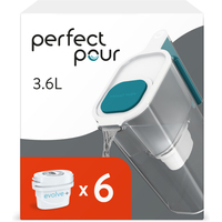 Perfect Pour 3.6L Water Filter Jug - Blue / 6 pack
