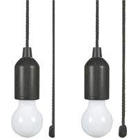 Pair of LED Pull Cord Portable Hanging Rope Lights - Black