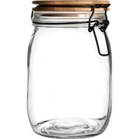Wooden Clip Lid Storage Jar - 1 Litre - White Seal / 1