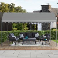 Outdoor Metal Arched Pergola Car Canopy with Shade - Dark Grey / 4m