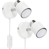 Benton Pair of Single White Indoor Wall Spotlight - White