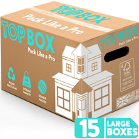 Topbox Large 48 Litre Double Walled Moving and Storage Boxes - 15 Boxes / 15