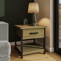 1 Drawer Storage Side Table Solid Driftwood Lacquered Pine - Driftwood Pine