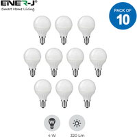 Pack of 10 units, LED E14 Small Edison Screw Golf Ball P45 Bulb - White