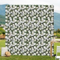 Artificial White Rose Hedge Greenery Panel - White and Green