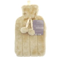 KH Faux Fur Hot Water Bottle - Biscuit