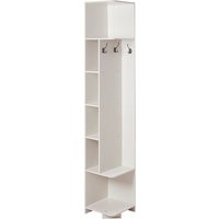 Open-Style Corner Storage Rack with Hooks - White / 40cm