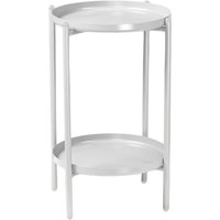 2 Tier Round Metal Coffee Table Living Room Furniture - White
