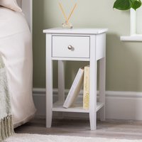 Slim Bedside Table with Drawer - White