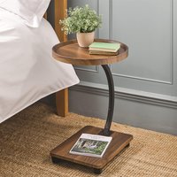 Wood Effect Side Table with Castors - Dark Brown