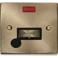 Antique Brass 13A Fused Ingot Connection Unit With Neon With Flex - Antique Brass