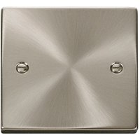 Satin Brushed Chrome 1 Gang Blank Plate - Black