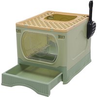 Kidkid Foldable Cat Litter Box Top Entry Anti-Splashing Cat Toilet - Yellow + Green