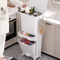 Livingandhome 3-Tier Trash Bin with Dry Wet Separation - Grey / 6kg