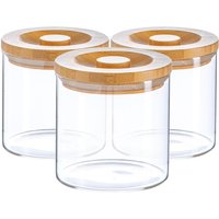 Scandi Storage Jar with Wooden Lid - Clear / 0.55l / 3