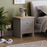 Arlington 2 Drawer Bedside Table Chest Nightstand - Grey