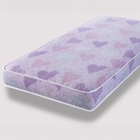 Budget Kids Pink Hearts Mattress, Single Sided, Medium Soft - Pink and Lilac Hearts / Single