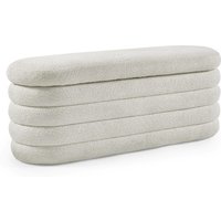 Hailey Ottoman Storage Bench - Beige Boucle