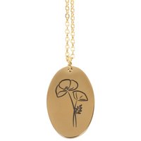 August Poppy Birth Flower Necklace Greeting Card - Gold