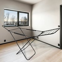 Winged 22 Bar Clothes Airer Folding Laundry Drying Rack - Black