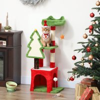 PawHut 103cm Christmas Cat Tree with Scratching Post and Board - Green