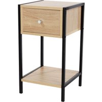 Kelly One Drawer Compact Bedside Cabinet in Oak Effect with Metal Frame - Oak