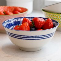 Set of 4 KitchenCraft Blue and White Greek Style Ceramic Bowls - Blue