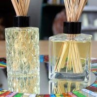 Square Glass Reed Diffuser Bottle with Cap, Plastic Plug - Clear